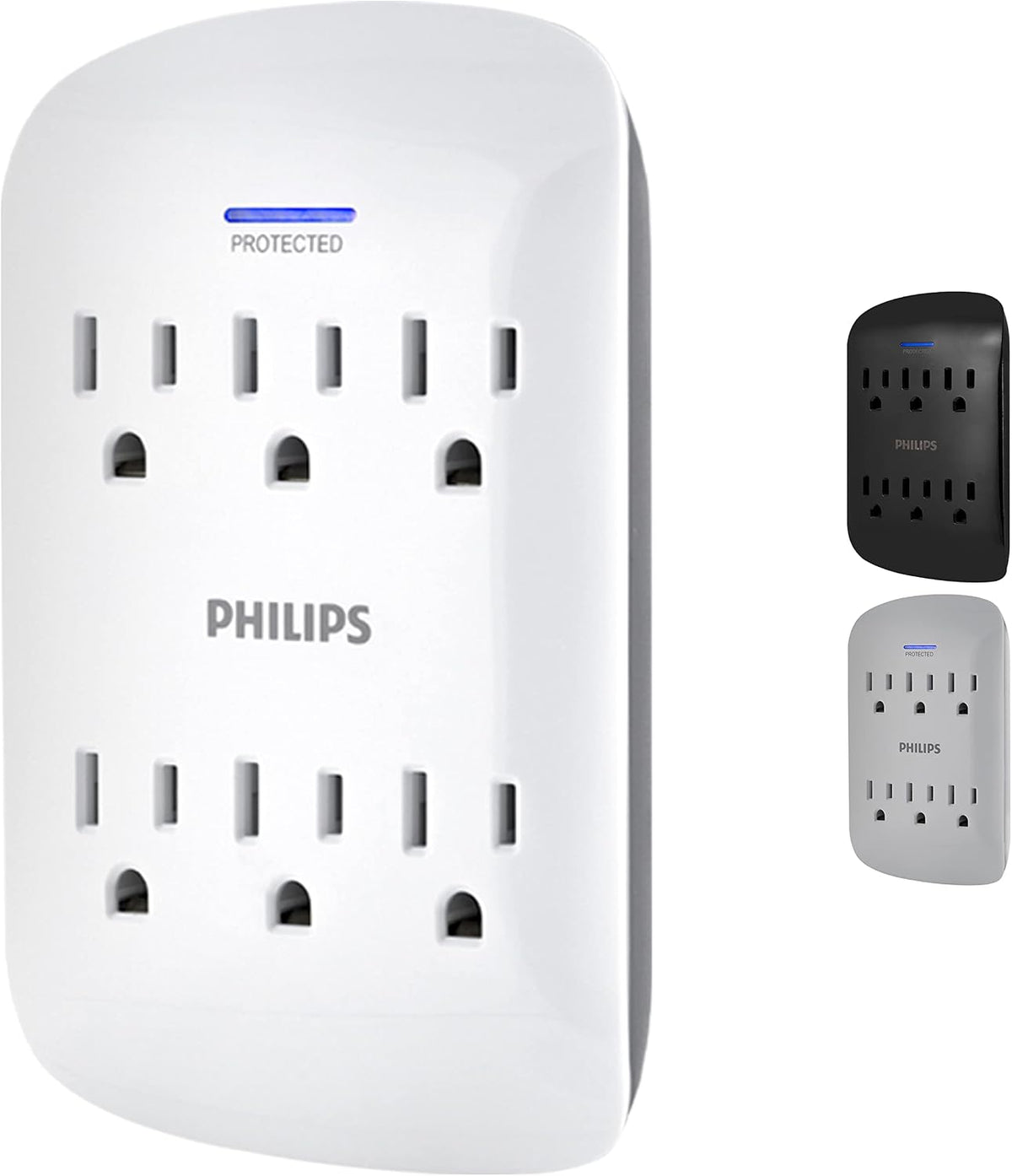 Philips 6-Outlet Extender Surge Protector, Wall Tap, 900 Joules, 3-Prong