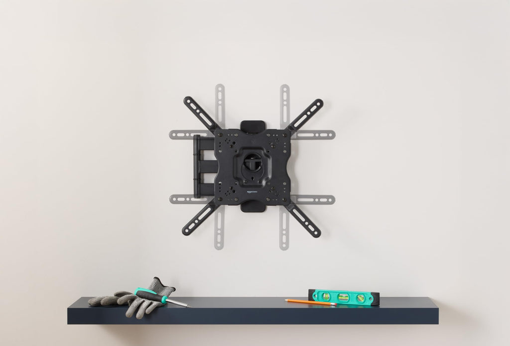 Amazon Basics Full Motion Articulating TV Wall Mount with Tilt Swivel, Extends 16 inches, VESA 200x200, for 12" to 40" TVs, 40 lbs, Black