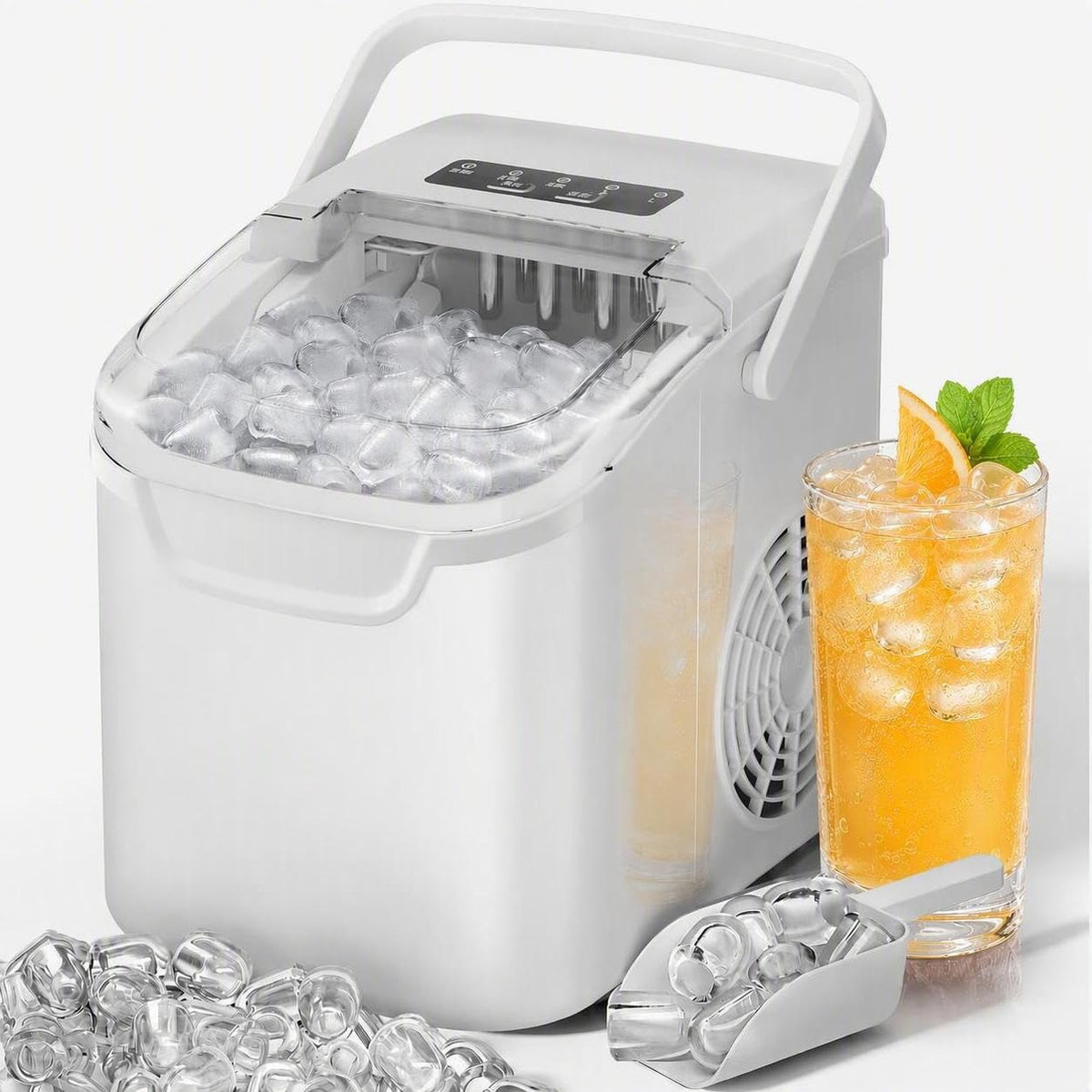 Antarctic Star Portable Ice Maker Countertop, 18Lbs/24H Self-Cleaning Ice Machine with One-Touch Operation & Ice Scoop Included, for Home Kitchen Office, Black