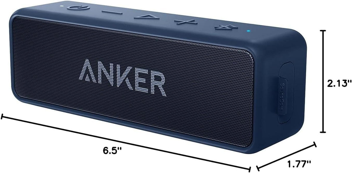 Anker soundcore 2 Portable Bluetooth Speaker, 24-Hour Playtime, IPX7