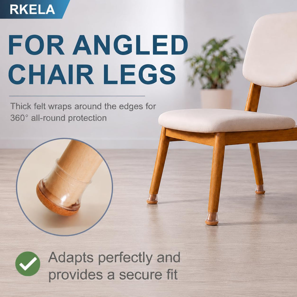 Square Chair Leg Floor Protectors, 16 Pcs, Large Clear