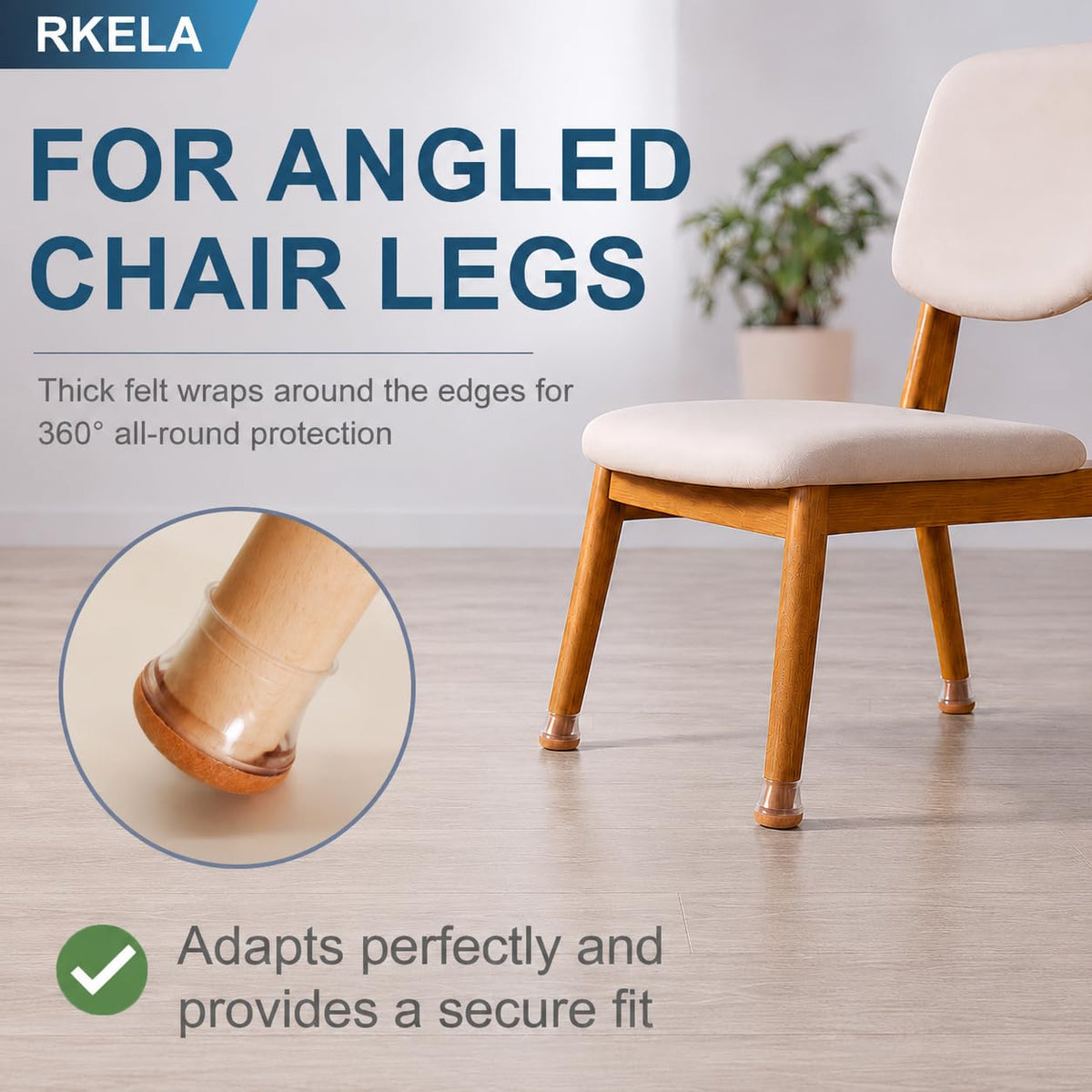 Square Chair Leg Floor Protectors, 16 Pcs, Large Clear