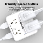 10Ft Extension Cord with Multiple Outlets, 8 Outlets and 4 USB Ports