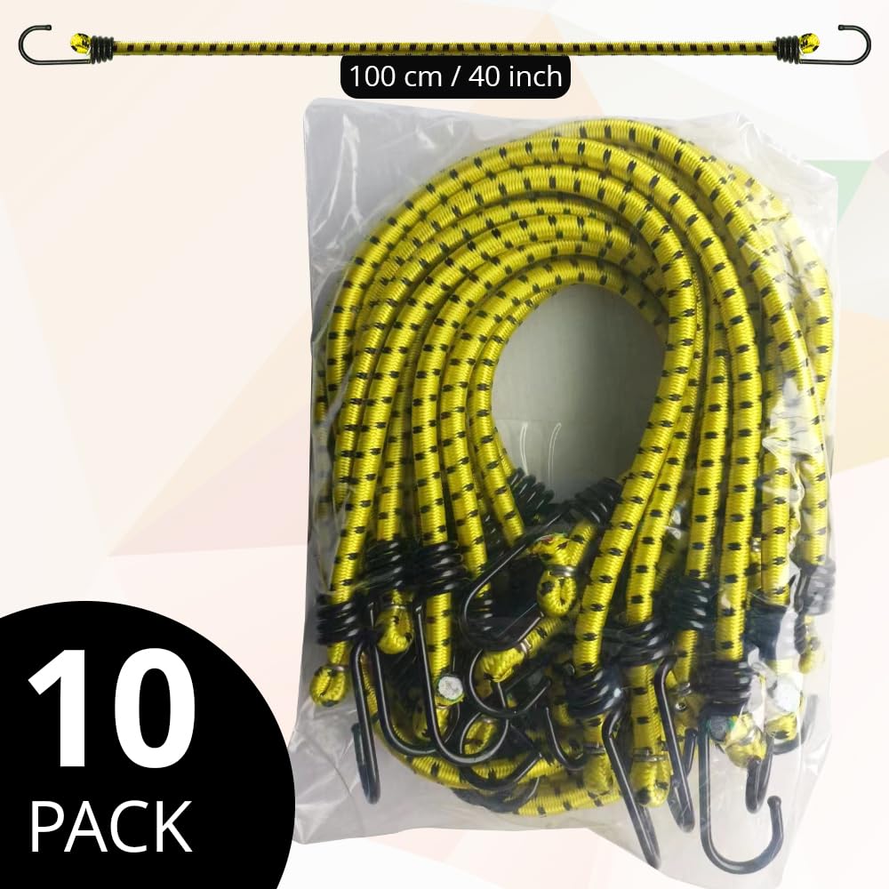 ANSIO Bungee Cords with Hooks, UV-Resistant Bungee Straps, 12 Pack Assorted