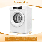 Auertech 3.6 CU. FT Clothes Dryer, Large Capacity Laundry Dryer with 12 Drying Modes & Stainless Steel Tub, Dryer Machine, Electric Dryer with LED Control for Busy Family Home, White