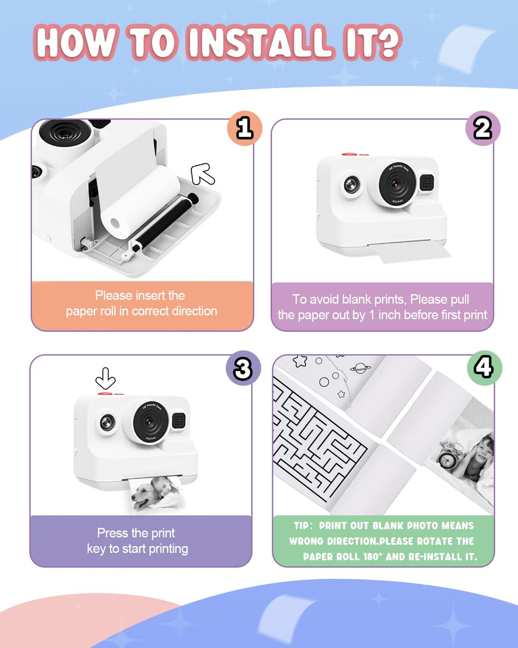 Dylanto Kids Camera Instant Print,1080P Kids Instant Cameras that Print Photos,Christmas Birthday Gifts for Girls Age 3-12,Portable Toy for 3 4 5 6 7 8 9 10 Year Old Girls Boys-Blue