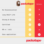 Packatape - 3 Rolls Per Pack 48MM x 66M Brown Packaging Tape for Parcels and Boxes. This 3 rolls pack of Heavy Duty Brown Packing Tape Provides a Strong, Secure and Sticky Seal for your Boxes
