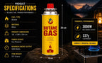 OptiProducts Butane Gas Canister 227g – Universal Fuel Cartridge for Camping Stove, BBQ Grill, Heater & Blow Torch – Safe, Lightweight Outdoor Cooking Gas Refill NEW