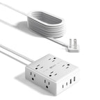 SUPERDANNY Extension Cord,Flat Plug Surge Protector Power Strip,6Ft