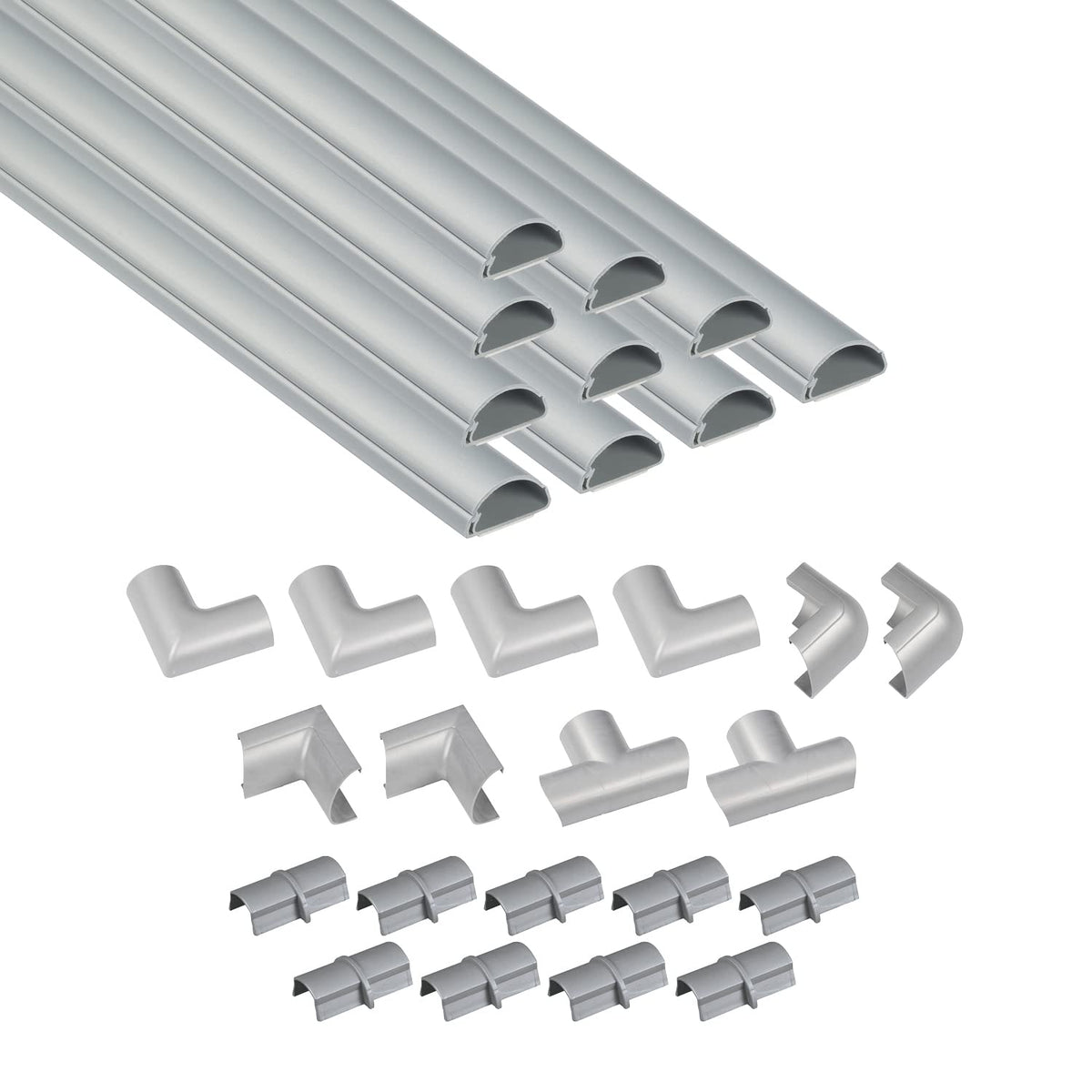 D-Line 157in Cord Cover Kit, Self-Adhesive Wire Hiders, Paintable Cable Raceway to Hide Wires on Wall, Electrical Cable Management - 10x 15.7 Lengths & 19 Accessories - 1.18" (W) x 0.59" (H) - Beige