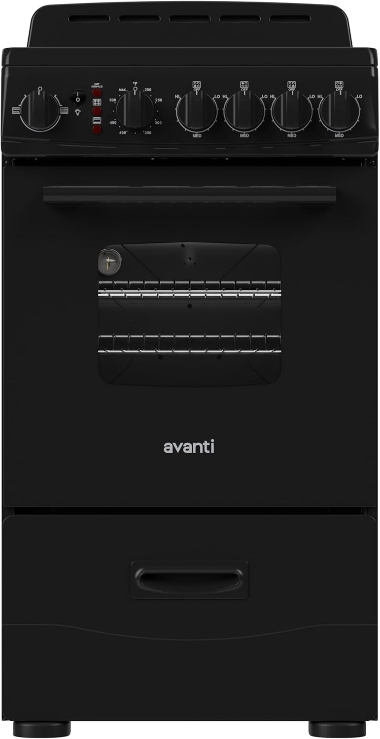 Avanti 20-Inch Freestanding Electric Range with Ceramic Glass Cooktop, in Black (CERU200P1B)