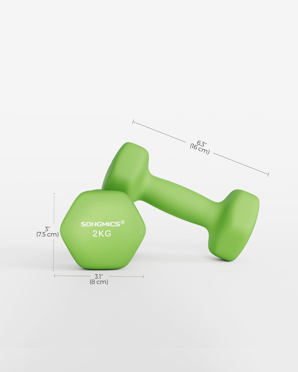 SONGMICS Hex Neoprene Dumbbells, 1/2/3/4/5KG Pair Weights for Fitness Training
