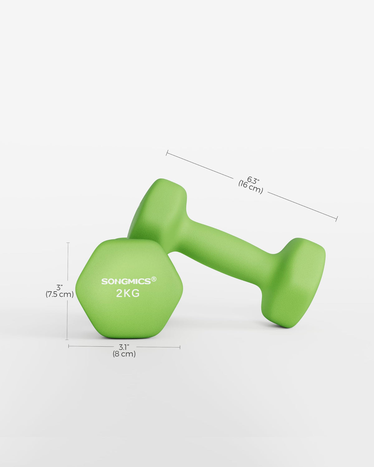 SONGMICS Hex Neoprene Dumbbells, 1/2/3/4/5KG Pair Weights for Fitness Training