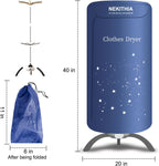 Portable Clothes Dryer, 900W Fast Drying & Large Load Capacity Blue