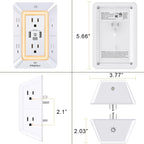 Multi Plug Wall Outlet Night Light, POWRUI 6 Outlet Extender & 3 USB Ports