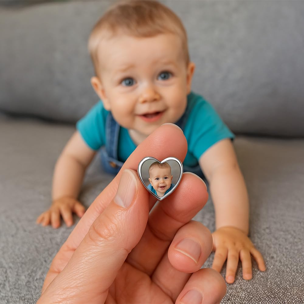 2Burned Custom Personalised Stainless Steel 316 Love Heart Photo Charm