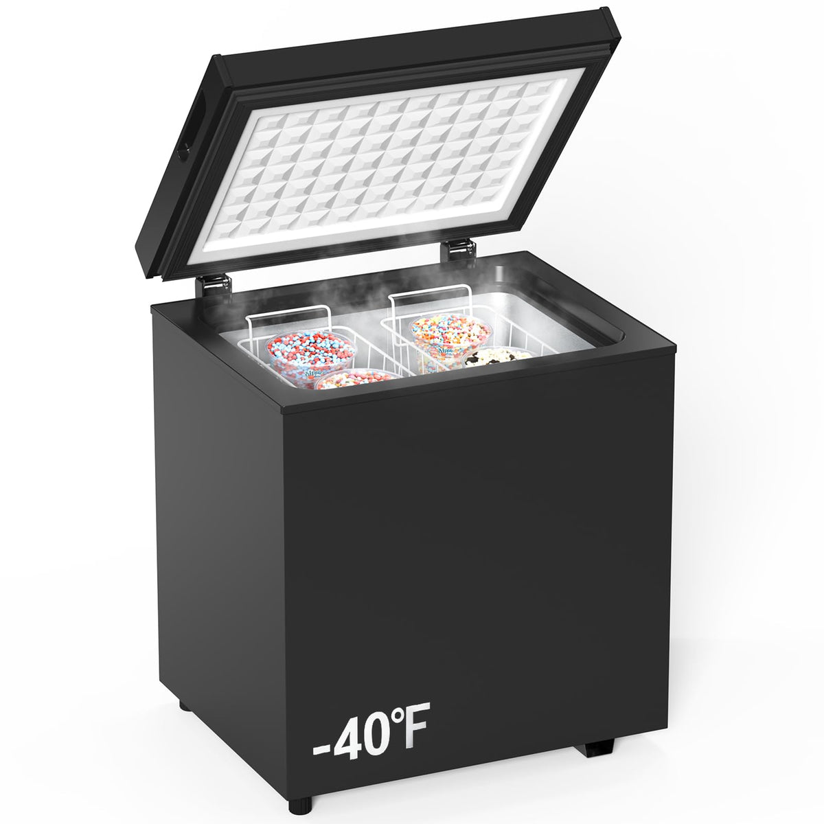 Chest Freezer Low temperature quick freeze 14℉ to -40℉ Compact Freezer - 2 Removable Baskets Match Day Parties, Home Bar Game Day &Beaded Ice Cream & Frozen Storage (Red, 1.8 Cubic Feet)