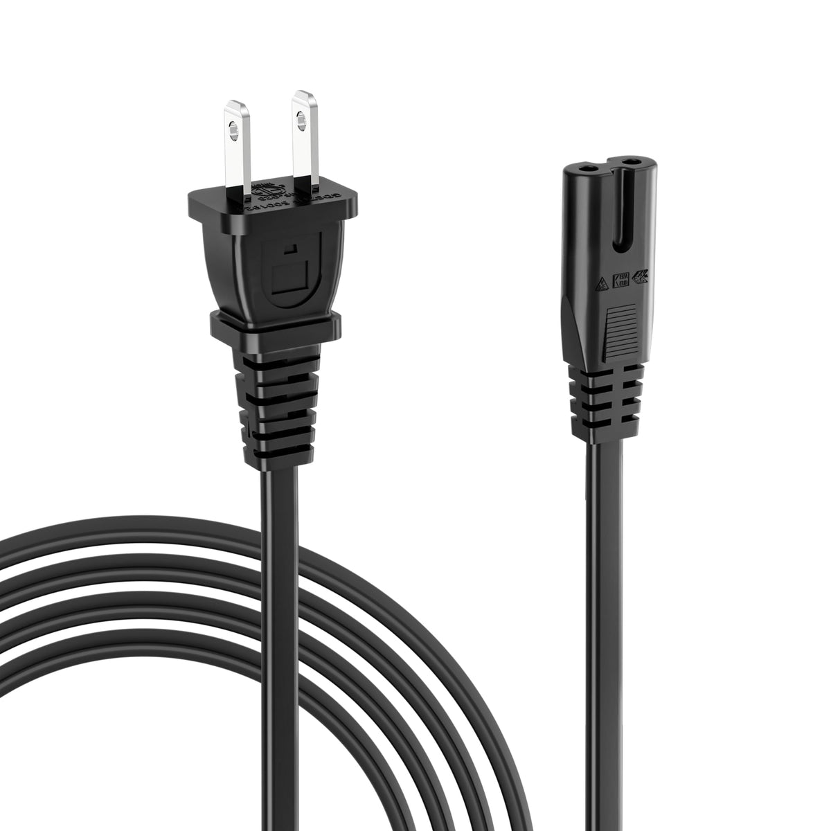 Superer 8 ft TV Power Cord Cable Fit for Samsung LG TCL Sony Apple Insignia Sharp Toshiba JVC Hisense Roku 4k 8k Smart LED LCD HD, Universal IEC C7 Figure 8 2 Prong Replacement AC Cables, ETL Listed