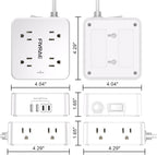 10Ft Extension Cord with Multiple Outlets, 8 Outlets and 4 USB Ports