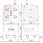 10Ft Extension Cord with Multiple Outlets, 8 Outlets and 4 USB Ports