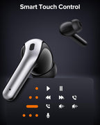 TAGRY Bluetooth Headphones True Wireless Earbuds 60H Playback LED Power Display Earphones with Wireless Charging Case IPX5 Waterproof in-Ear Ear buds with Mic for TV Smart Phone Laptop Computer Sports