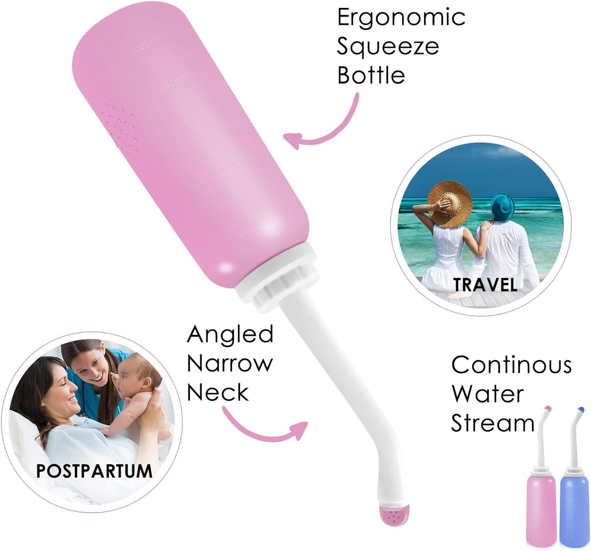 Portable Bidet 2 Pack, RUFCRIL 500ml Peri Bottle Postpartum, Boilable TPE