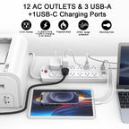 ALESTOR 6 Ft Surge Protector Power Strip with 12 Outlets and 4 USB Ports