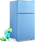 DEMULLER 45L Personal Double‑Door Mini Fridge With Freezer, Blue