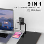 Surge Protector, QINLIANF 5 Outlet Extender with 4 USB Ports(2USB-C)