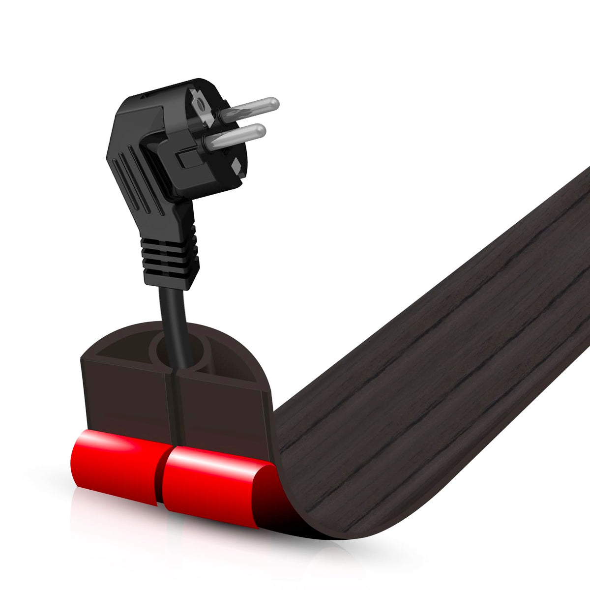 Floor Cord Cover Self Adhesive Cord Hider,3.3FT Cable Management, Extension Strip Protector for Wires, Prevent Cable Trips for Offices, Gyms, Exhibitions Cavity:0.3"(W) x 0.28"(H) Brown Wood