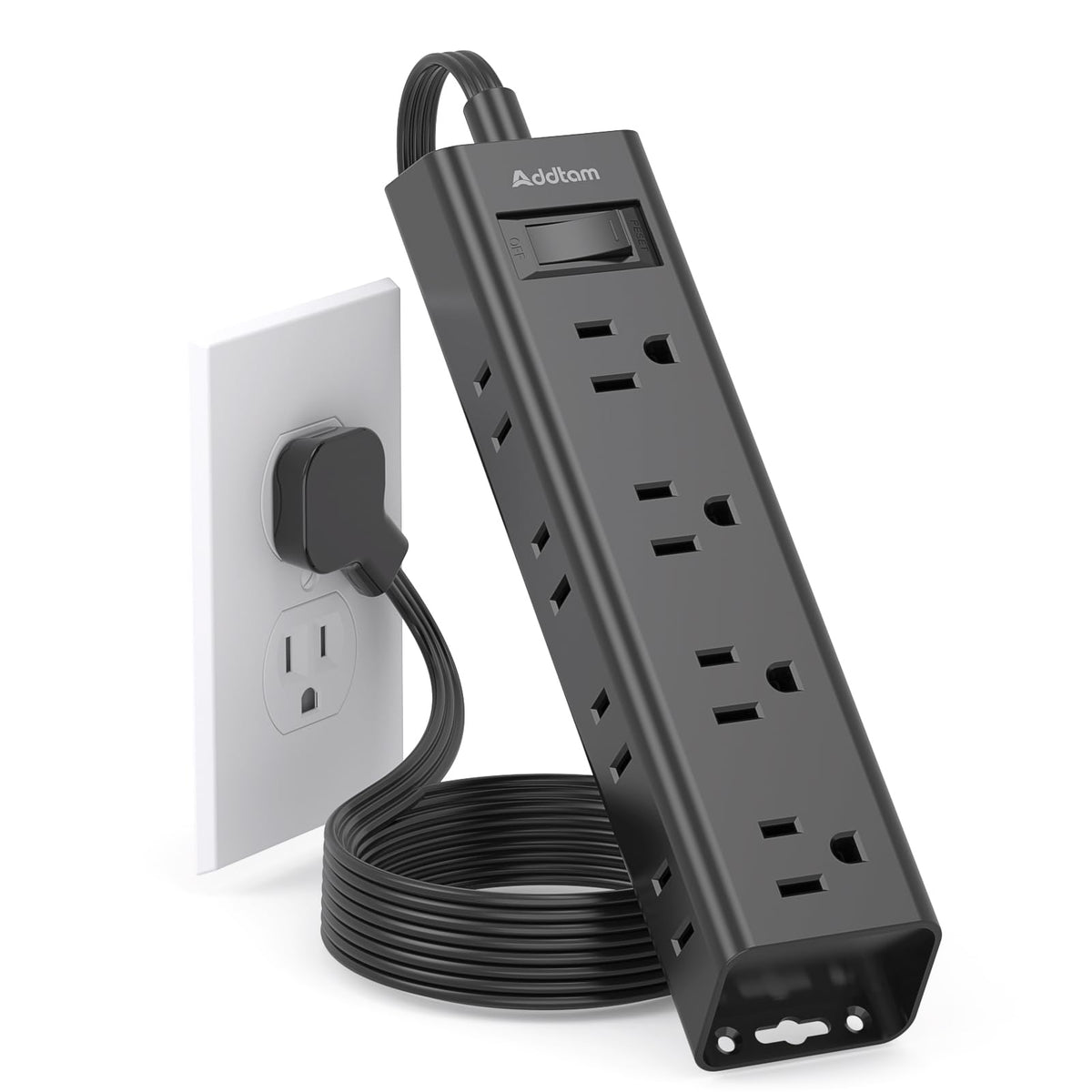 Flat Plug Power Strip, Ultra Thin Flat Extension Cord - 12 Outlets 3 Sides