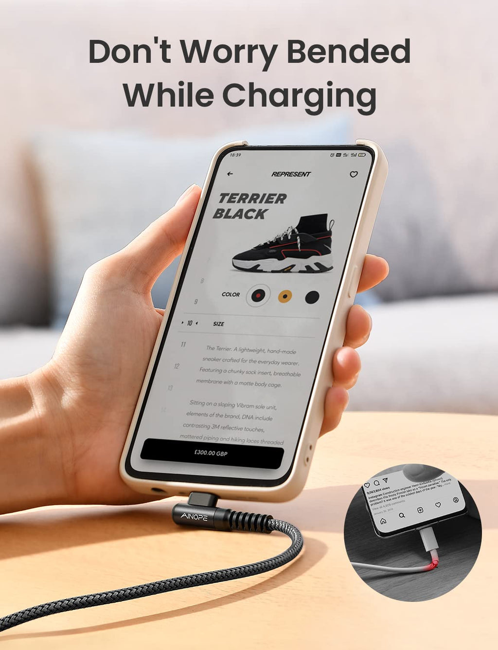 Samsung USB C Charger Cable, 2 Pack 2M Fast Charge, Right Angle Nylon Braided Type C Cable Compatible with S10 S9, Huawei, Google Pixel, Sony Xperia, LG