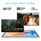Android Tablet 10 Inch Tablet With Case Stylus Android 15 Tablets 8GB RAM 32GB ROM Support 1TB Expansion 6000mah Battery 10.1" IPS HD Touchscreen 2MP+8MP Dual Camera WIFI-6 Bluetooth5.0 Tablets