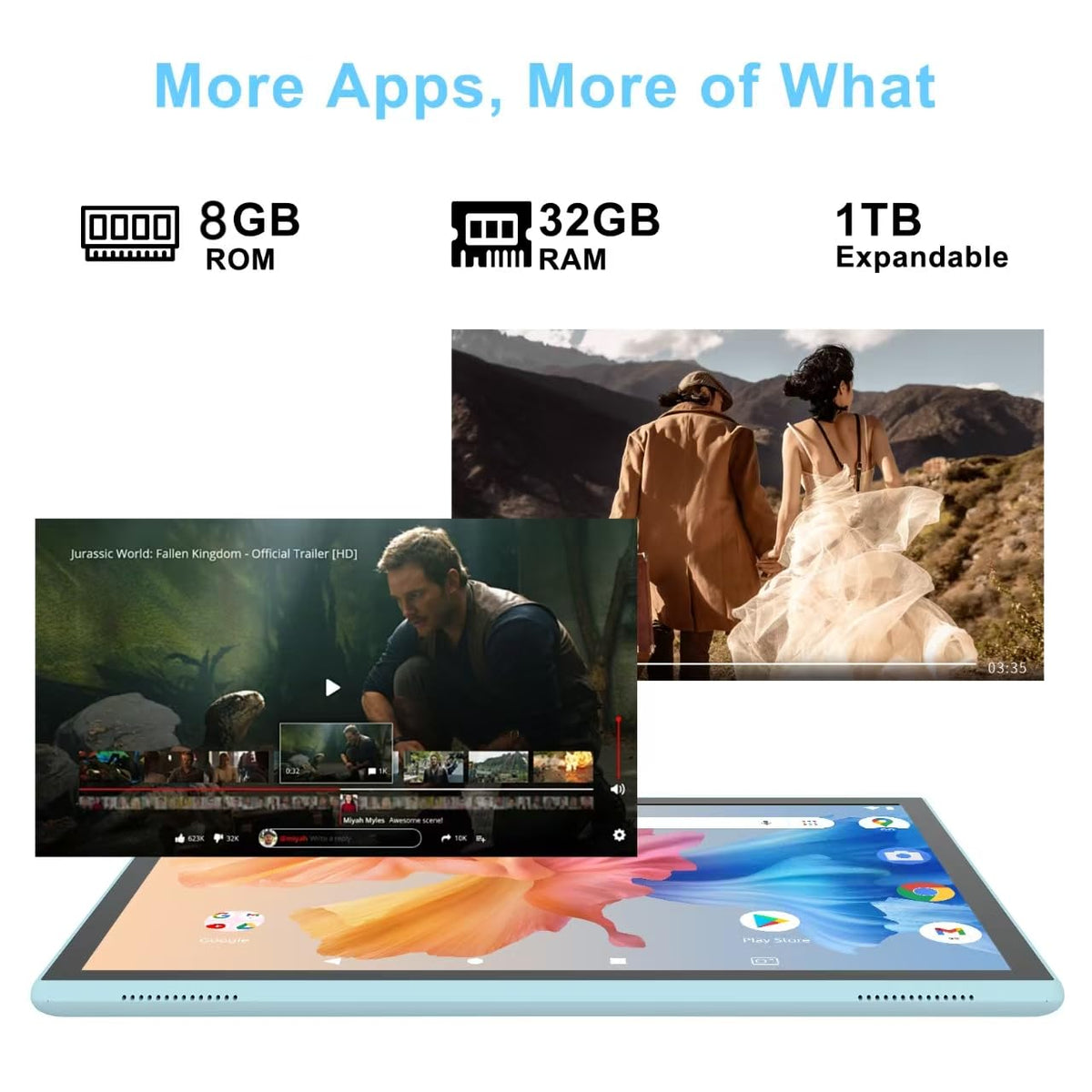 Android Tablet 10 Inch Tablet With Case Stylus Android 15 Tablets 8GB RAM 32GB ROM Support 1TB Expansion 6000mah Battery 10.1" IPS HD Touchscreen 2MP+8MP Dual Camera WIFI-6 Bluetooth5.0 Tablets