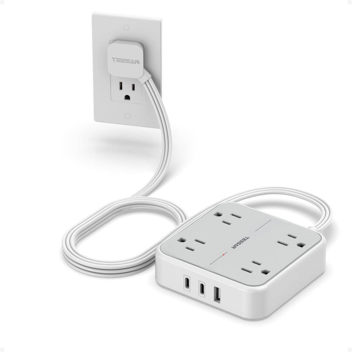 TESSAN PD 20W Surge Protector Extension Cord 5Ft, Flat Plug Power Strip
