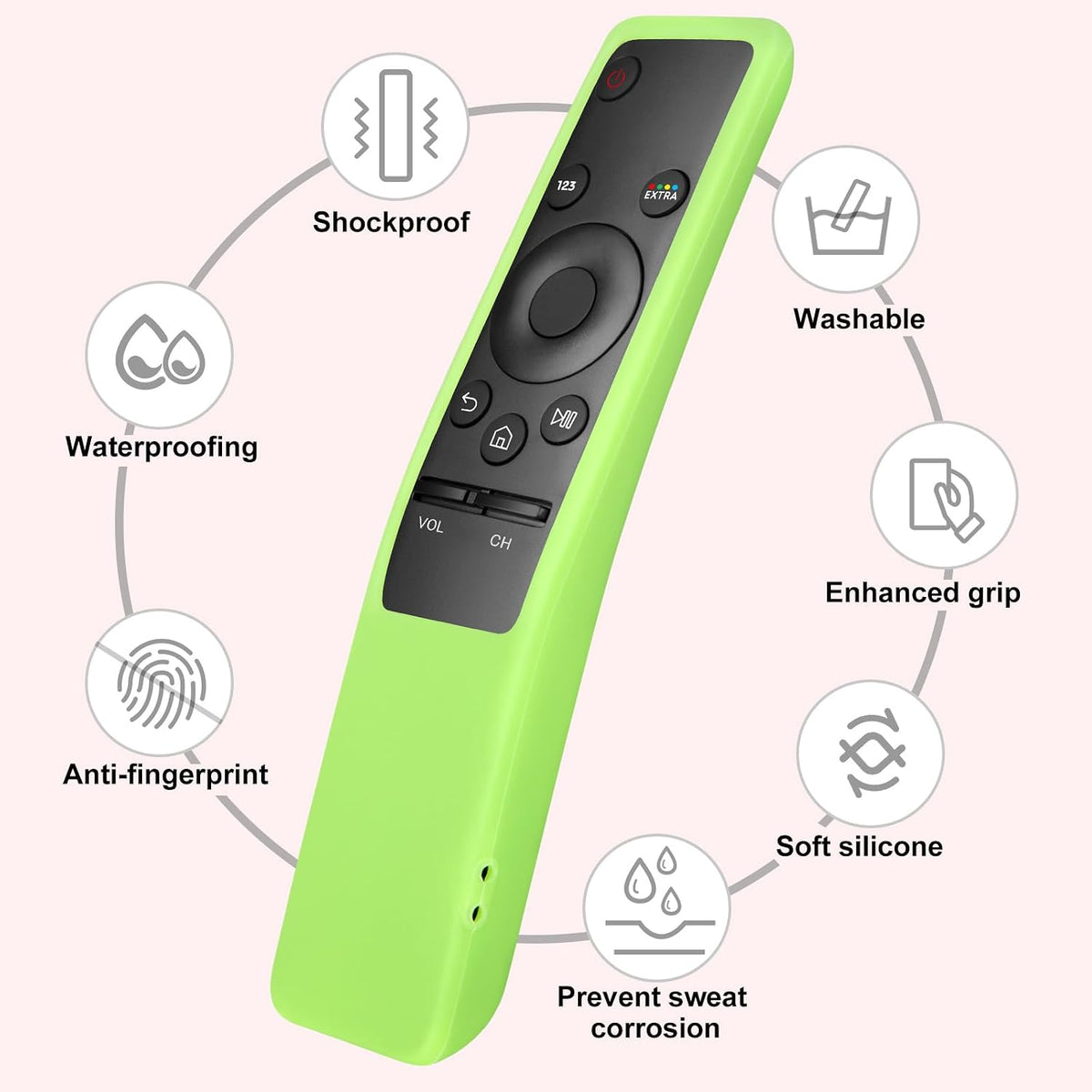 (2 Pack) Cover for Samsung Remote Silicone Protective Case Compatible with Samsung TV Remote Control Cover BN59 Series Glow in The Dark Remote Skin Sleeve