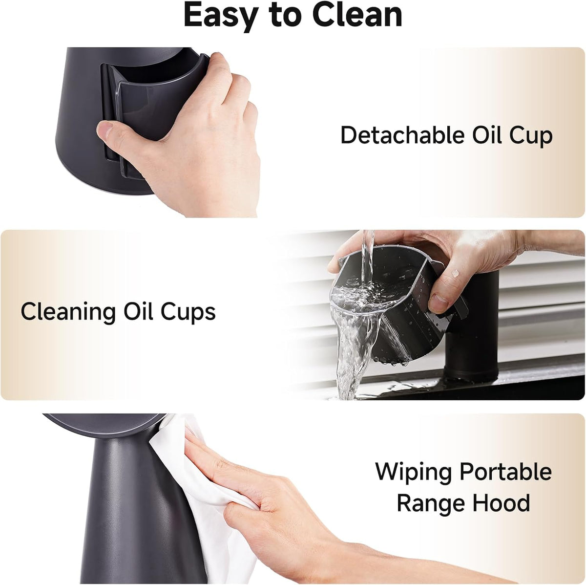 AAOBOSI Portable Range Hood, 3-Speed Desktop Exhaust Fan for Kitchen
