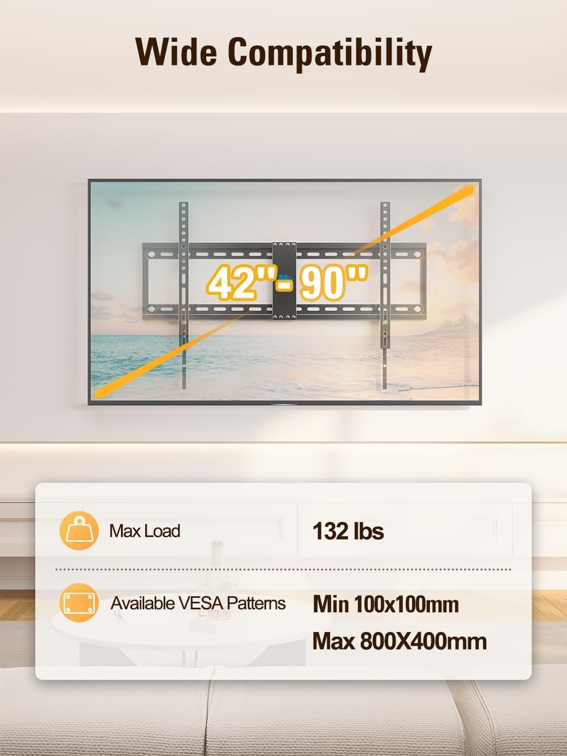 Mounting Dream Tilting TV Wall Mount for Most 37-90 Inch TVs up to 132lbs