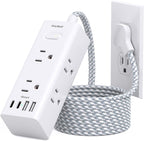 One Beat Surge Protector Power Strip, 5 Ft Flat Plug Extension Cord, 900J