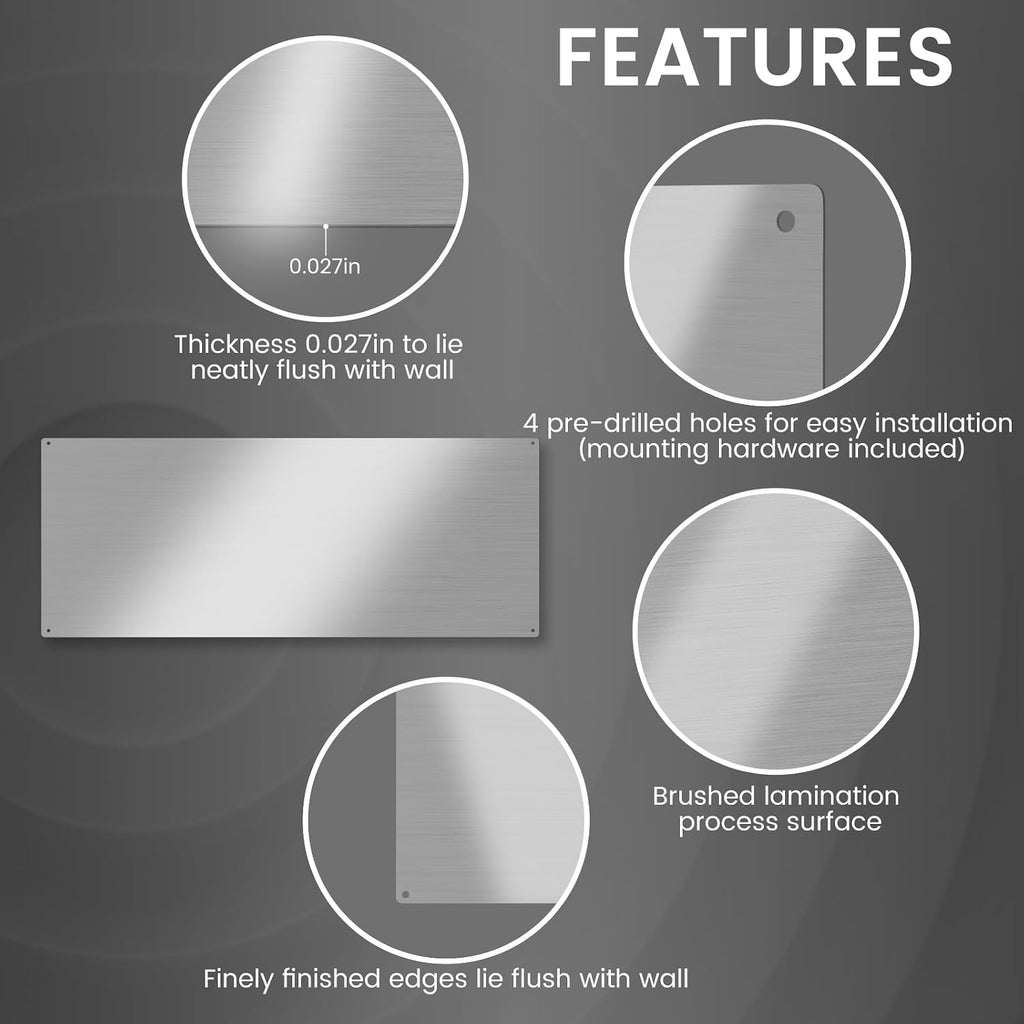12"x29.5" Stainless Steel Backsplash - Ultra Flat & Easy to Clean, Protect Wall from Splash & Stain - Kitchen Stove Backsplash Panel for Oven & Range Hood with Pre-Drilled Holes