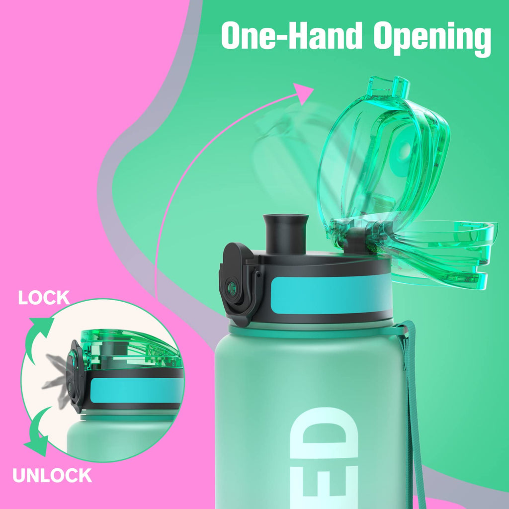 Sahara Sailor Water Bottle 1L, Leakproof Tritan Bottle with Time Marker