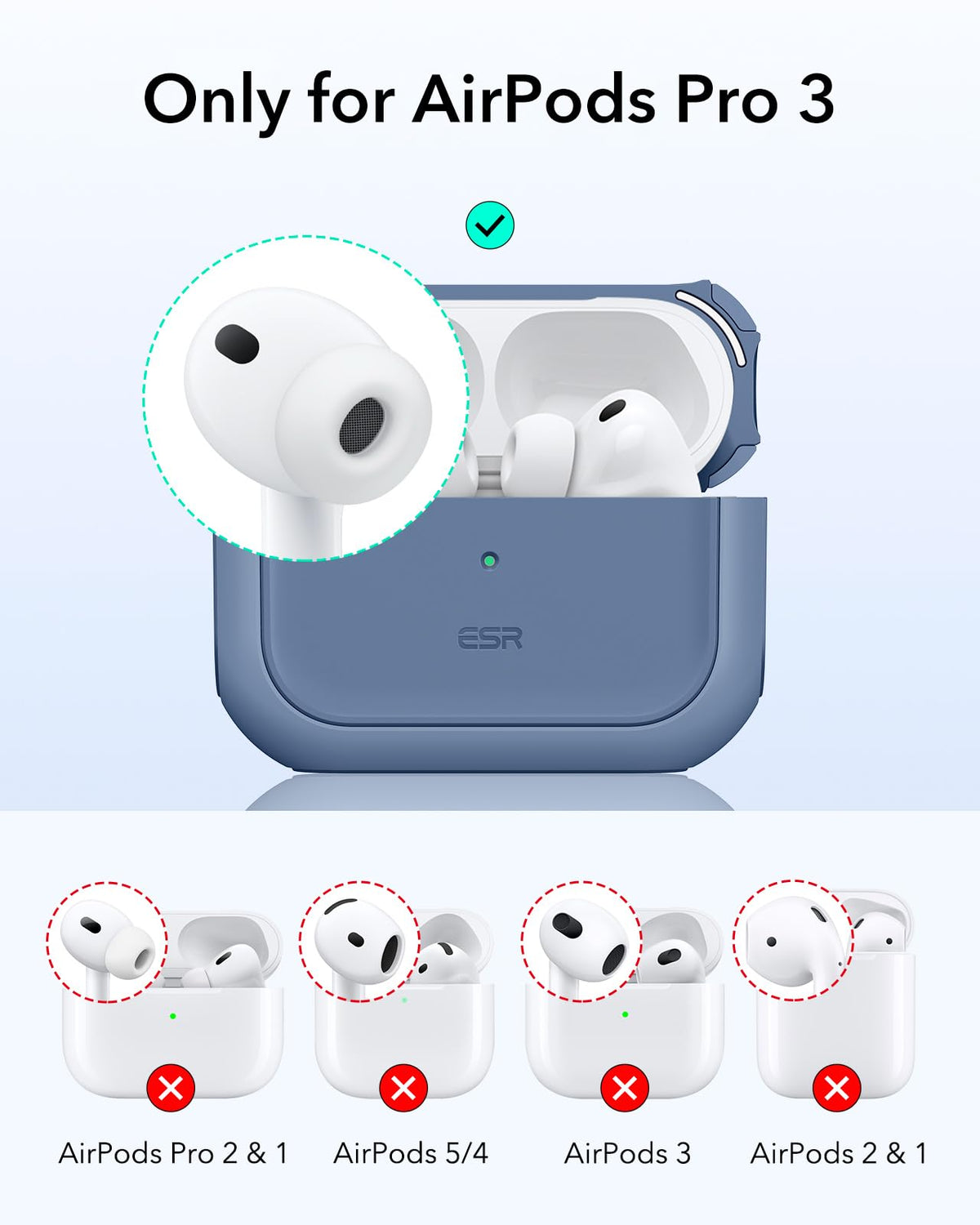ESR for AirPods Pro 3 Case, Compatible with MagSafes, Purple