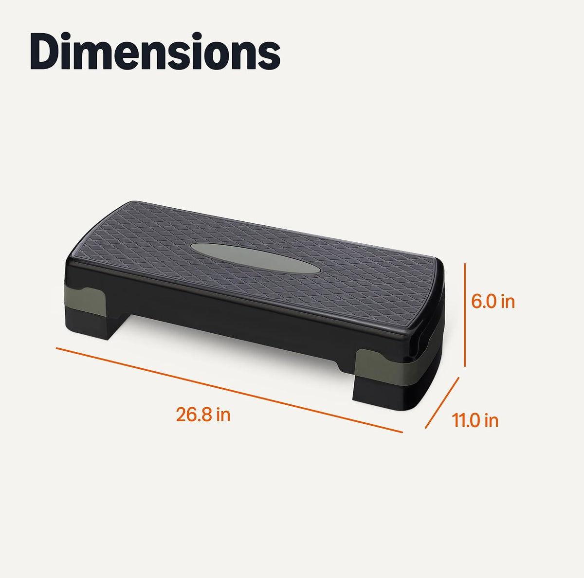 Amazon Basics Aerobic Exercise Step Platform, Adjustable Workout Stepper At Home, 68.58cm, Black/Grey