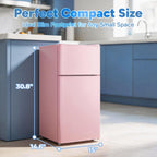 DEMULLER 2.4 Cu.Ft Small Refrigerator with Freezer Mini Fridge Removable Plastic Shelves Ideal for Apartment, Dormitory, Baby Pink