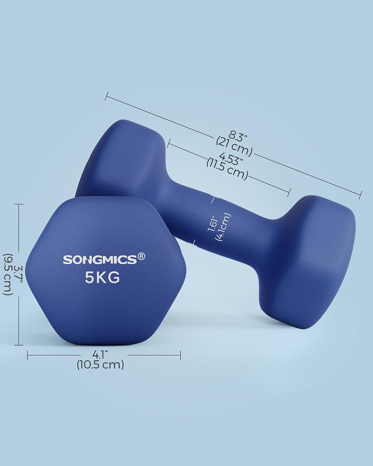 SONGMICS Hex Neoprene Dumbbells, 1/2/3/4/5KG Pair Weights for Fitness Training