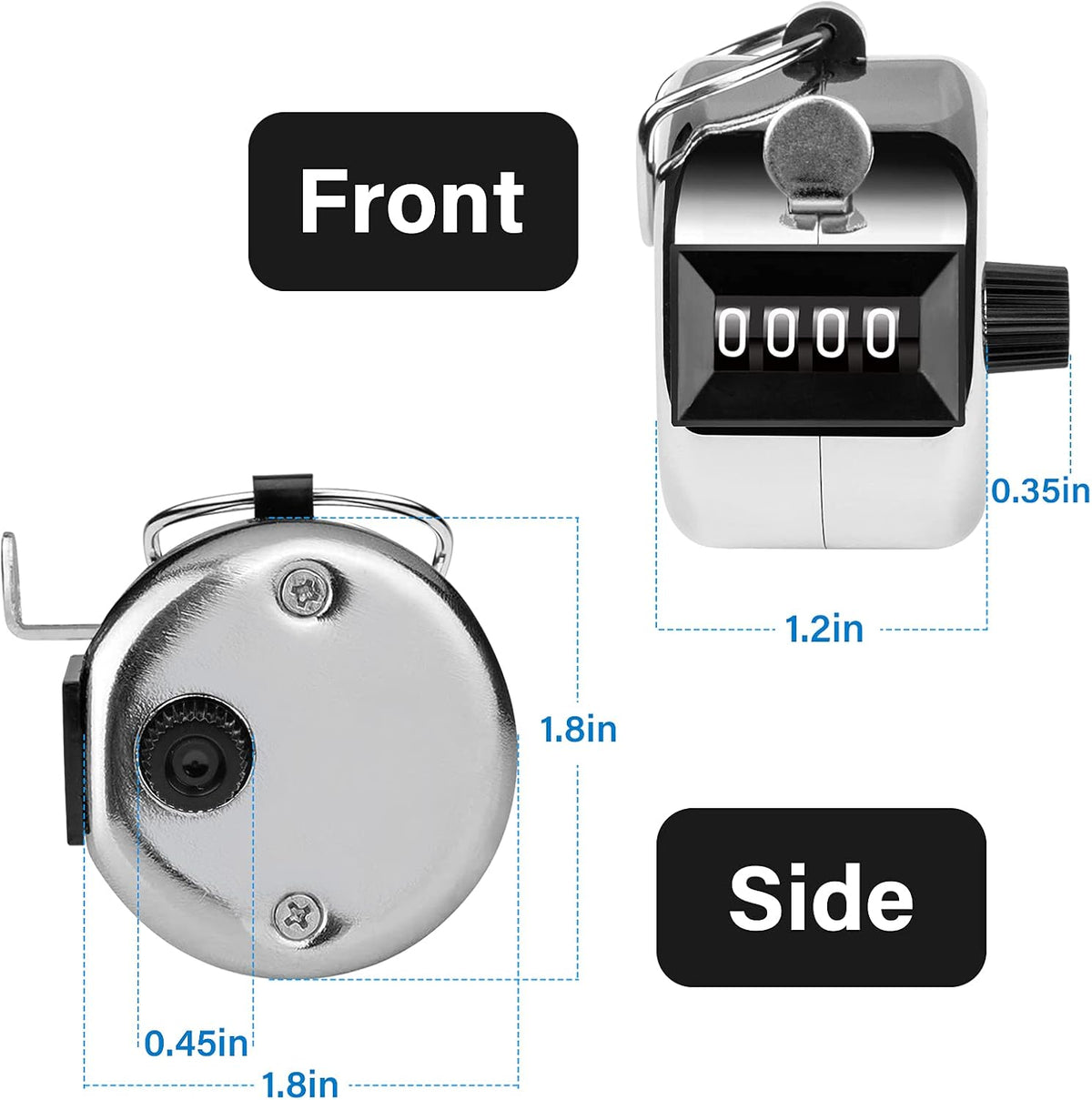 tally counter, 4-digit clicker counter, Metal hand tally counters clicker for counting, golf scoring