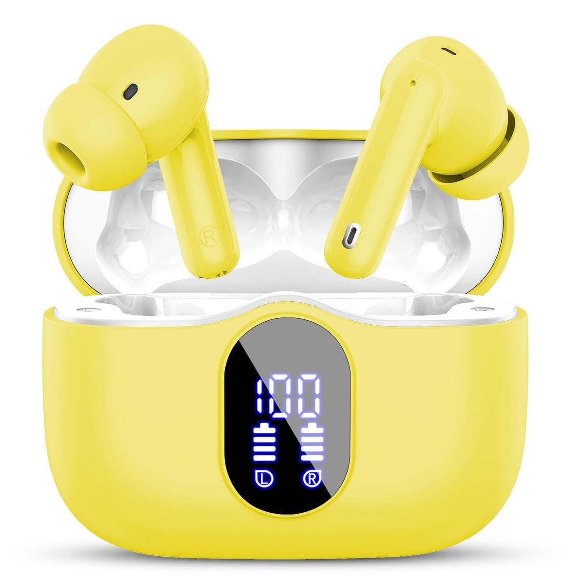Wireless Earbuds, Bluetooth 5.4 Headphones Bass Stereo/Clear Calls, White