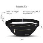 MAXTOP Large Bumbag Waist Fanny Pack Running Belt for Men Women Unisex Bum Bag with Headphone Jack and 4-Zipper Pockets Adjustable Belt for Travel Running Jogging Workout Hiking Gifts All Black