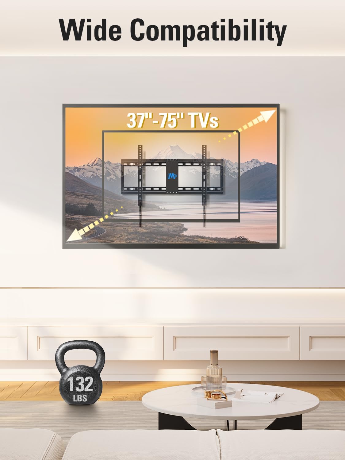 Mounting Dream Tilting TV Wall Mount for Most 37-90 Inch TVs up to 132lbs