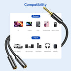 SYNCWIRE Headphone Splitter, 3.5mm Nylon-Braided Male to 2 Female Y Cable